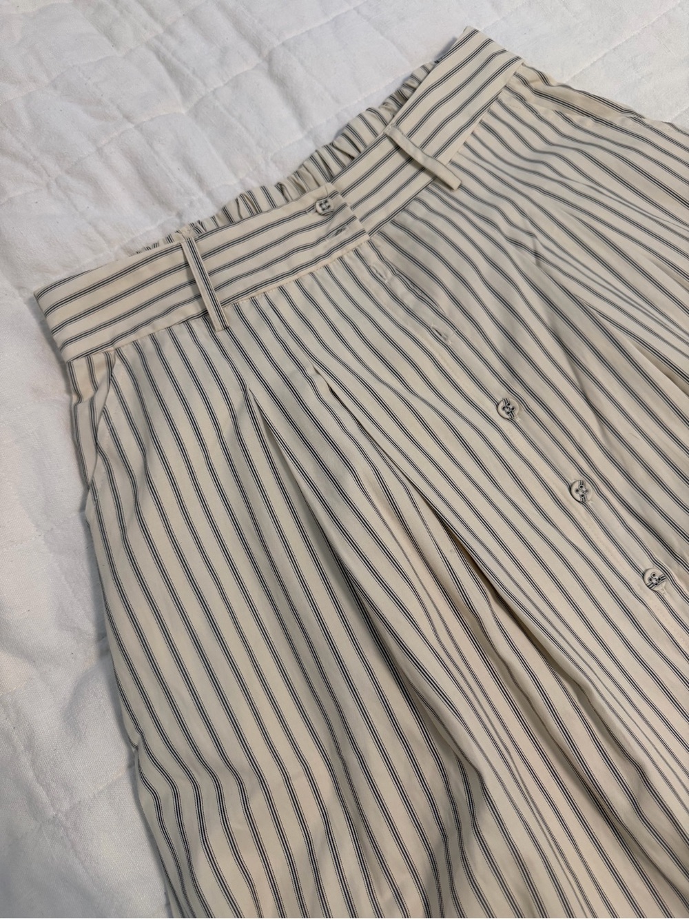Anthropologie En Saison Striped Button-Front Midi Skirt - ivory/navy - Picture 5 of 8